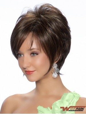 Black Chin Length Straight Layered 8 inch Sassy Medium Wigs