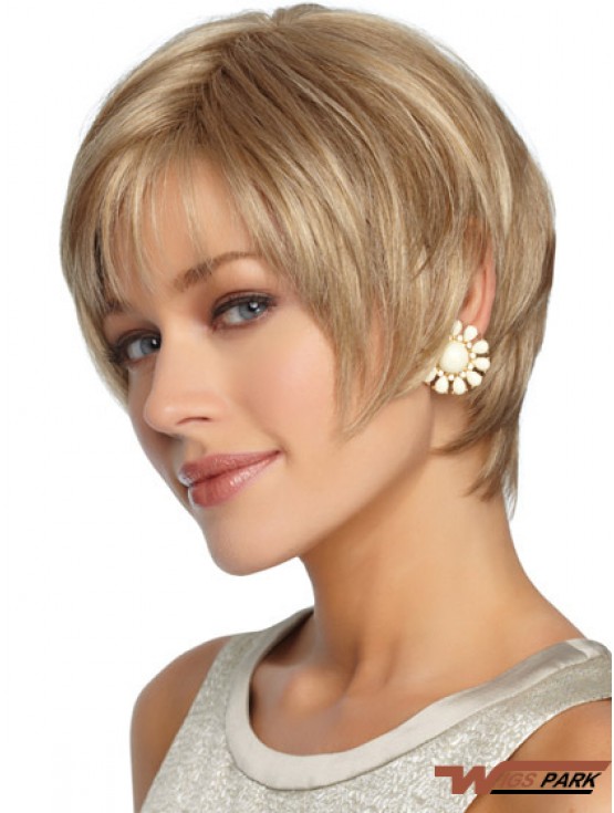 Short Layered Straight Blonde Hairstyles Synthetic Wigs