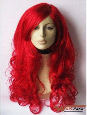 Wavy With Bangs Lace Front Gorgeous 22 inch Red Long Wigs