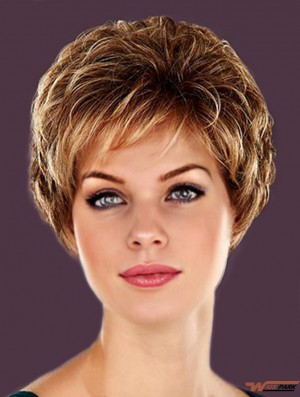 Hairstyles Blonde Cropped Layered Wavy Glueless Lace Front Wigs