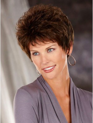 Heat Friendly Synthetic Hair Classic Cuts Short Length Brown Color