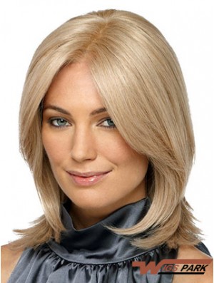 Shoulder Length Without Bangs Straight Blonde Designed Synthetic Wigs