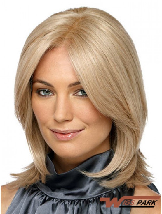 Shoulder Length Without Bangs Straight Blonde Designed Synthetic Wigs