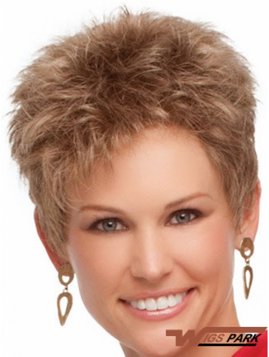 Cropped Boycuts Wavy Blonde Suitable Synthetic Wigs