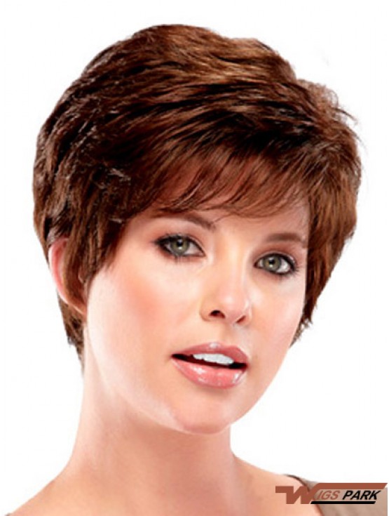 Cropped Boycuts Wavy Auburn Durable Synthetic Wigs