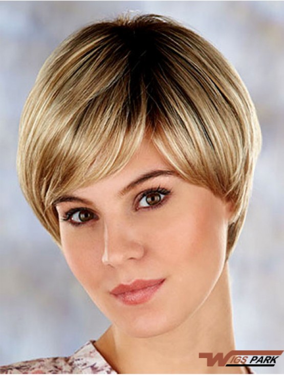 High Quality 7 inch Straight Blonde Layered Short Wigs