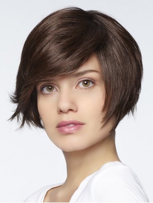 Straight Short Auburn 6 inch Monofilament Style Bob Wigs