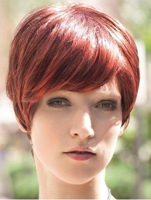 Incredible 8 inch Straight Red Boycuts Short Wigs