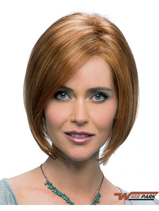 Straight Chin Length Auburn 10 inch Lace Front Modern Bob Wigs