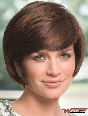 Wavy Chin Length Brown 8 inch Lace Front Perfect Bob Wigs