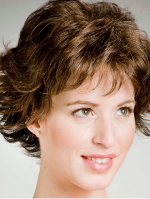 Stylish 8 inch Wavy Brown Layered Short Wigs