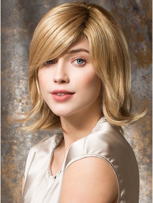 Classic Blonde Wavy Shoulder Length 12 inch Suitable Medium Wigs