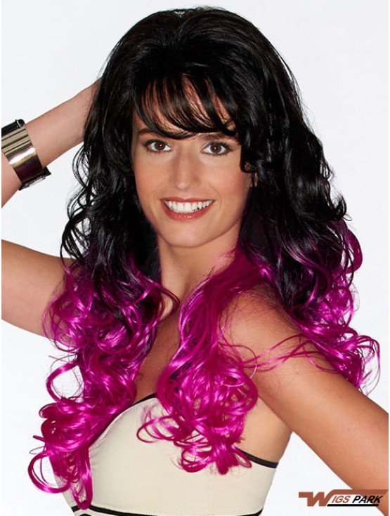 Curly Suitable 22 inch Ombre/2 Tone With Bangs Long Wigs