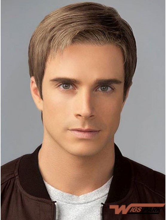 6 inch Brown Classic Short Straight Synthetic Mens Wigs