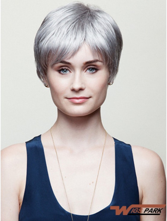 Straight Grey 6 inch Perfect Short Wigs