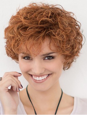 Lace Front Curly Copper Layered 10 inch Short Hairstyles