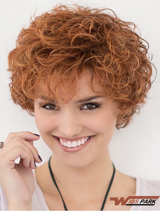 Lace Front Curly Copper Layered 10 inch Short Hairstyles