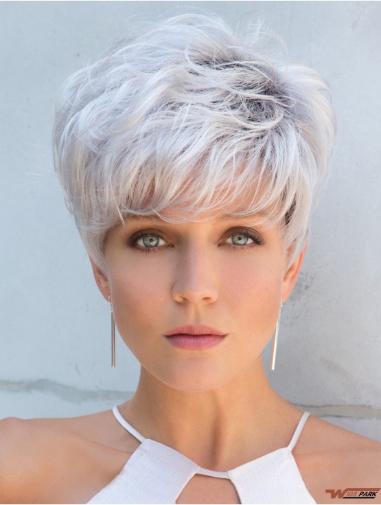 Cropped Straight 5 inch Capless Grey Wigs For Women