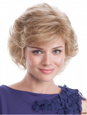 Blonde Wavy 9 inch Capless Wig For Women Classic Style