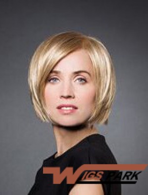 10 inch Straight Blonde Synthetic Chin Length Monofilament Wig Bob