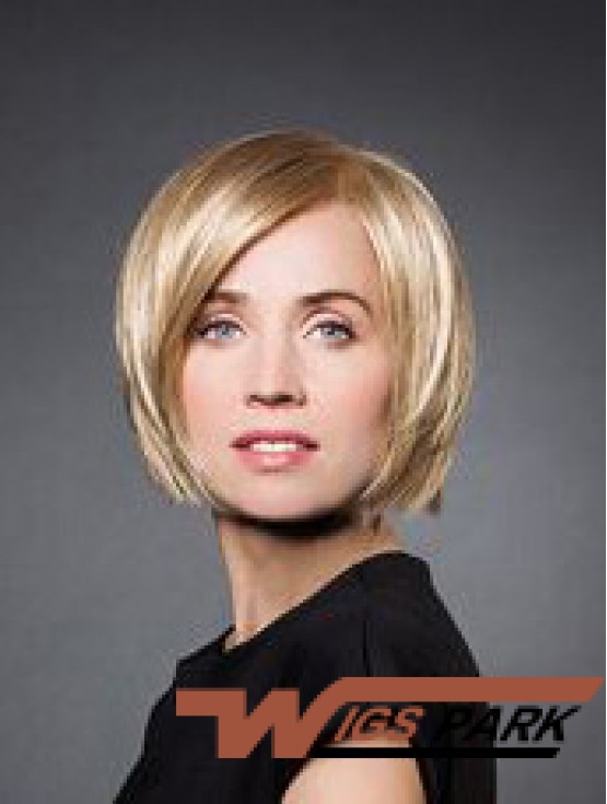 10 inch Straight Blonde Synthetic Chin Length Monofilament Wig Bob