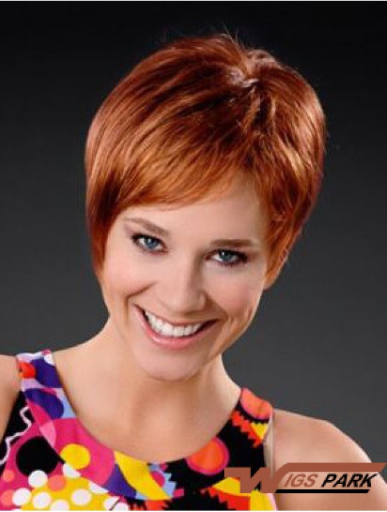 Copper Short Synthetic 8 inch Straight Boycuts Front Lace Wig