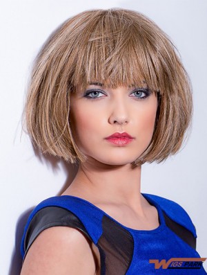 100% Hand-tied Synthetic 8 inch Chin Length Straight Auburn Bobs Wigs For Cancer