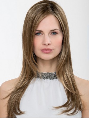 Synthetic Ombre/2 tone Straight 18 inch Capless Without Bangs Ladies Long Wig