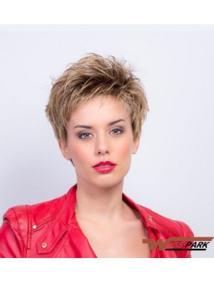 Synthetic Capless 4 inch Boycuts Straight Auburn Short Wig