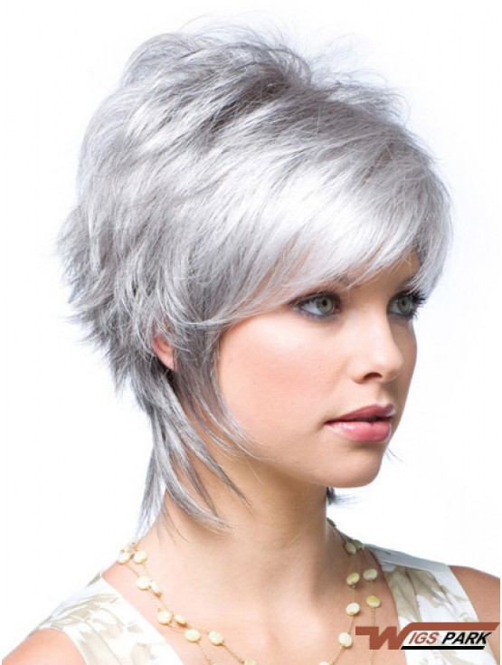 Cheap Ladies Grey Wigs Wavy Style Short Length With Lace Front