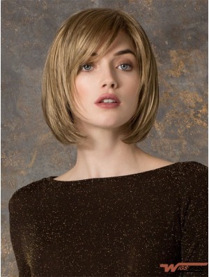 Chin Length Straight Monofilament Blonde Gorgeous Bob Wigs