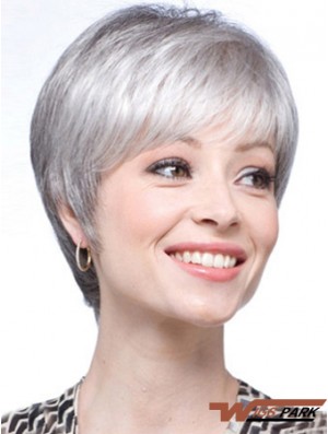 Grey Wigs For Women With Lace Front Grey Cut Short Length