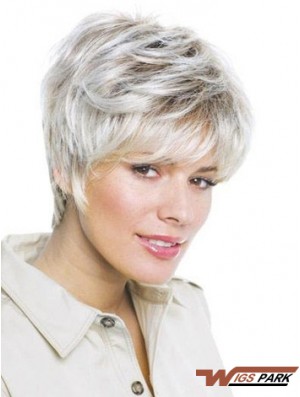 Synthetic Amazing Short Wavy Grey Wigs