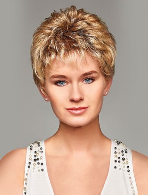 Mono Hair Toppers UK Cropped Length Blonde Color Curly Style Boycuts