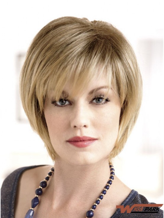 Chin Length Straight Monofilament Blonde Modern Bob Wigs