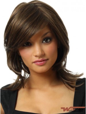 New Brown Chin Length Straight Layered Lace Front Wigs