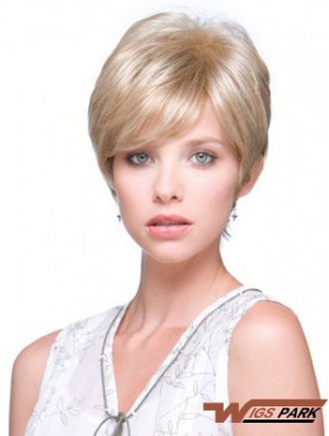 Incredible Blonde Short Straight Boycuts Monofilament Wigs