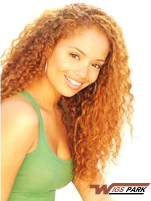 Curly Without Bangs Long Auburn Soft Lace Front Wigs