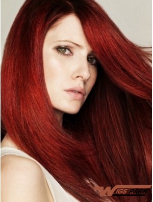 Hairstyles Red Straight With Bangs Monofilament Long Wigs