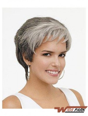 Synthetic Natural Short Wavy Grey Wigs