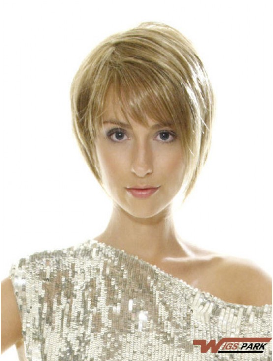 Short Blonde Style 8 inch Straight Bob Wigs