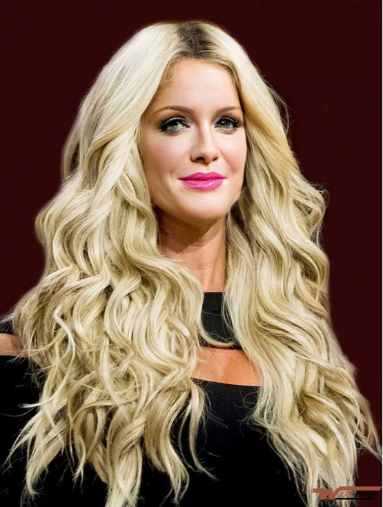 Perfect 22 inch Long Wavy Without Bangs 100% Hand-tied  Wigs