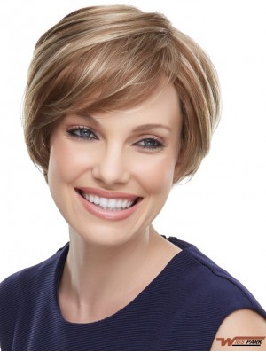 Short Straight Boycuts Blonde Soft 100% Hand-tied Wigs