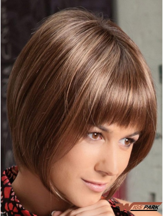 Lace Front Chin Length Straight Auburn Soft Bob Wigs