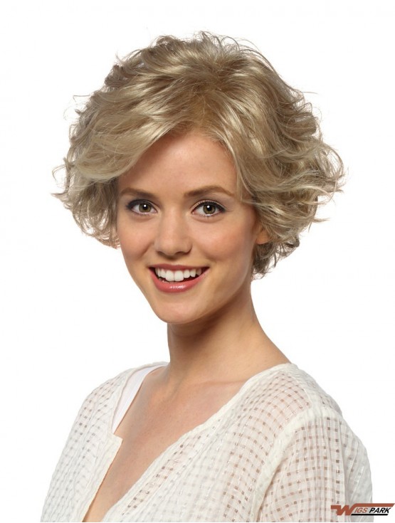 Curly Layered Short Blonde Hairstyles Lace Front Wigs