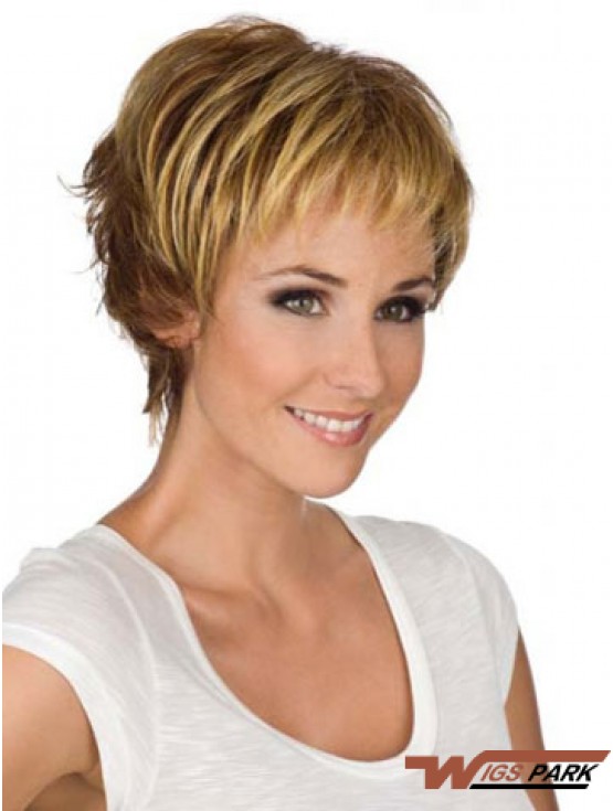 6 inch Modern Wavy Boycuts Blonde Short Wigs