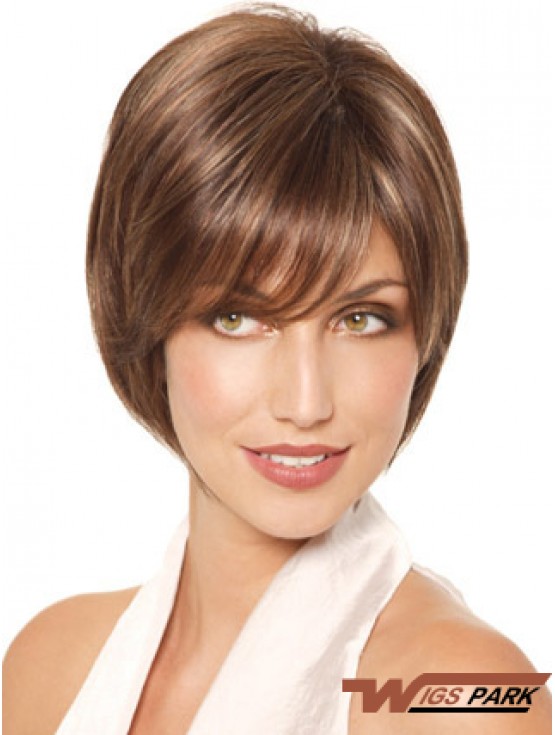 Chin Length Straight Monofilament Brown Fabulous Bob Wigs