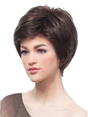 Flexibility Brown Short Straight Boycuts Lace Front Wigs