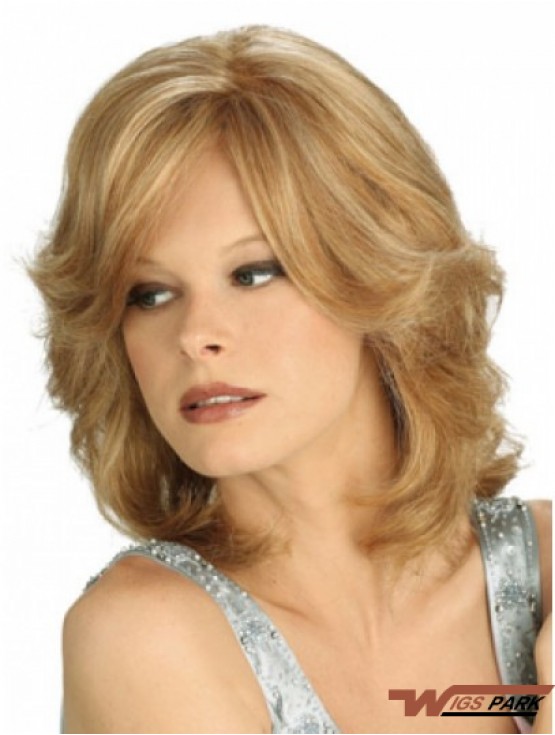 Blonde Shoulder Length Wavy Layered 100% Hand-tied Wig Store Online