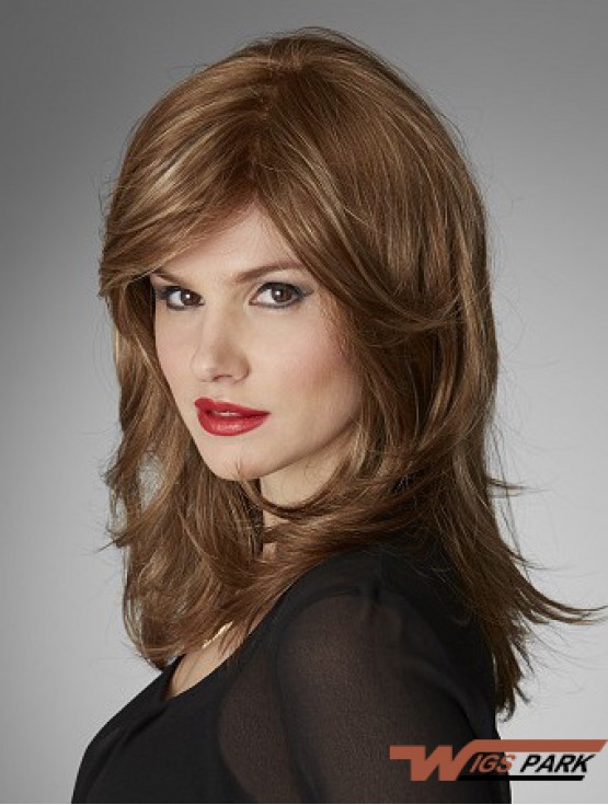 Brown 14 inch Best Long Wavy Layered Lace Wigs